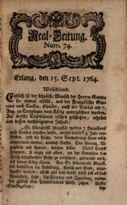 Real-Zeitung aufs Jahr ... das ist Auszug der neuesten Weltgeschichte (Erlanger Real-Zeitung) Samstag 15. September 1764