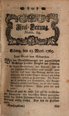 Real-Zeitung aufs Jahr ... das ist Auszug der neuesten Weltgeschichte (Erlanger Real-Zeitung) Samstag 23. März 1765