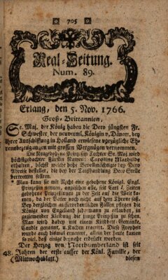 Real-Zeitung aufs Jahr ... das ist Auszug der neuesten Weltgeschichte (Erlanger Real-Zeitung) Mittwoch 5. November 1766