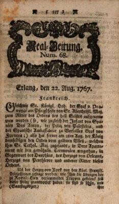 Real-Zeitung aufs Jahr ... das ist Auszug der neuesten Weltgeschichte (Erlanger Real-Zeitung) Samstag 22. August 1767