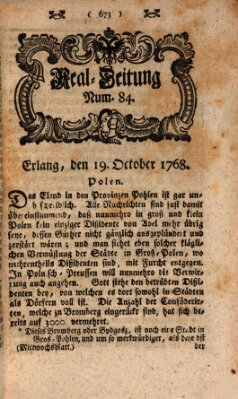 Real-Zeitung aufs Jahr ... das ist Auszug der neuesten Weltgeschichte (Erlanger Real-Zeitung) Mittwoch 19. Oktober 1768