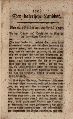 Der baierische Landbot Dienstag 19. April 1791