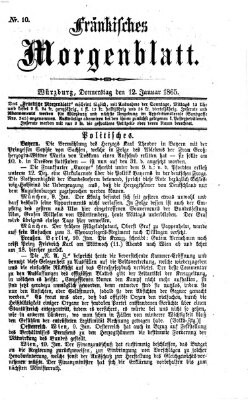 Fränkisches Morgenblatt Donnerstag 12. Januar 1865