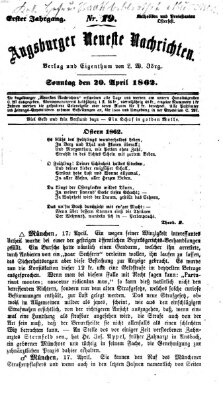 Augsburger neueste Nachrichten Sonntag 20. April 1862