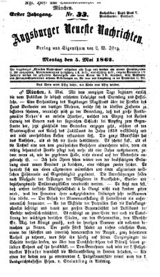 Augsburger neueste Nachrichten Montag 5. Mai 1862