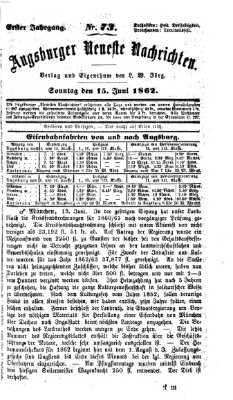 Augsburger neueste Nachrichten Sonntag 15. Juni 1862