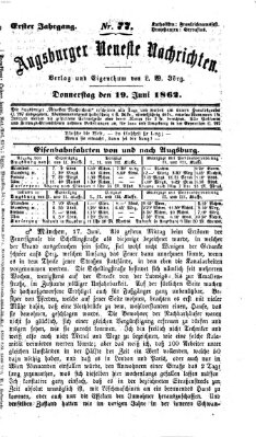 Augsburger neueste Nachrichten Donnerstag 19. Juni 1862