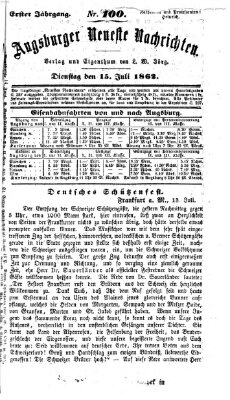 Augsburger neueste Nachrichten Dienstag 15. Juli 1862