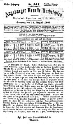 Augsburger neueste Nachrichten Sonntag 31. August 1862