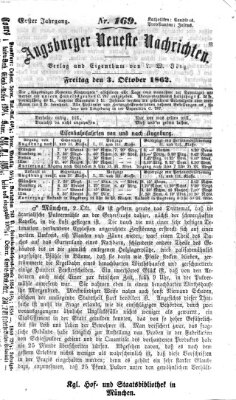 Augsburger neueste Nachrichten Freitag 3. Oktober 1862