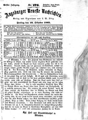 Augsburger neueste Nachrichten Freitag 10. Oktober 1862
