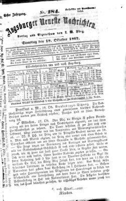 Augsburger neueste Nachrichten Samstag 18. Oktober 1862