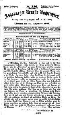 Augsburger neueste Nachrichten Dienstag 30. Dezember 1862