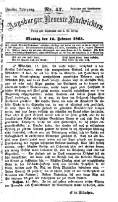 Augsburger neueste Nachrichten Montag 16. Februar 1863
