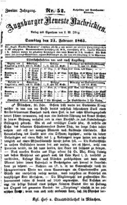 Augsburger neueste Nachrichten Samstag 21. Februar 1863