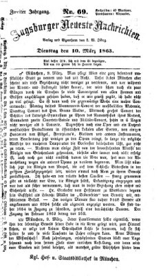 Augsburger neueste Nachrichten Dienstag 10. März 1863