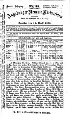 Augsburger neueste Nachrichten Samstag 11. April 1863