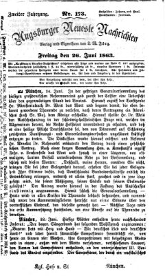 Augsburger neueste Nachrichten Freitag 26. Juni 1863