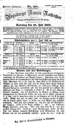 Augsburger neueste Nachrichten Samstag 25. Juli 1863