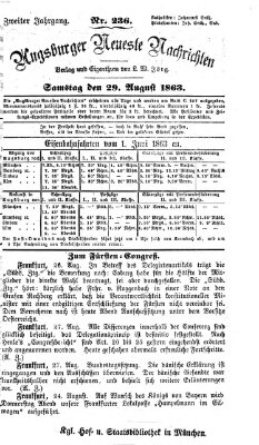 Augsburger neueste Nachrichten Samstag 29. August 1863