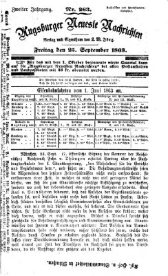 Augsburger neueste Nachrichten Freitag 25. September 1863
