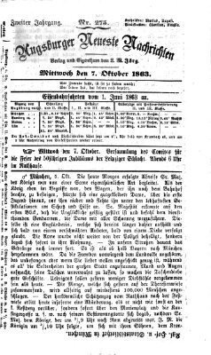Augsburger neueste Nachrichten Mittwoch 7. Oktober 1863