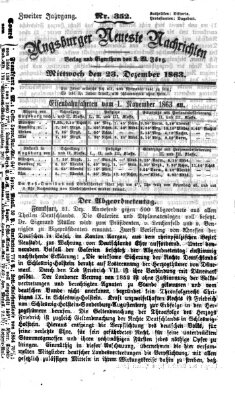 Augsburger neueste Nachrichten Mittwoch 23. Dezember 1863