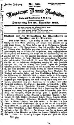 Augsburger neueste Nachrichten Donnerstag 24. Dezember 1863