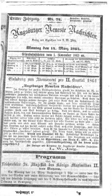Augsburger neueste Nachrichten Montag 14. März 1864