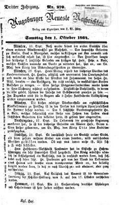 Augsburger neueste Nachrichten Samstag 1. Oktober 1864