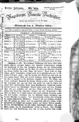 Augsburger neueste Nachrichten Mittwoch 5. Oktober 1864