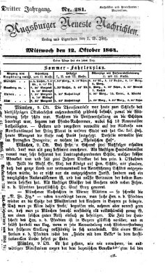 Augsburger neueste Nachrichten Mittwoch 12. Oktober 1864