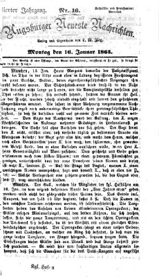 Augsburger neueste Nachrichten Montag 16. Januar 1865
