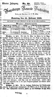 Augsburger neueste Nachrichten Samstag 18. Februar 1865