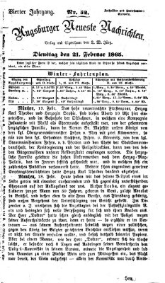 Augsburger neueste Nachrichten Dienstag 21. Februar 1865