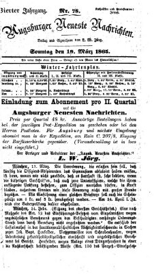 Augsburger neueste Nachrichten Sonntag 19. März 1865