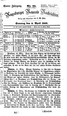 Augsburger neueste Nachrichten Sonntag 2. April 1865