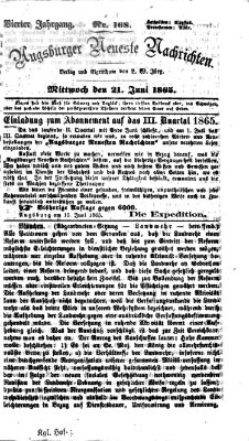 Augsburger neueste Nachrichten Mittwoch 21. Juni 1865