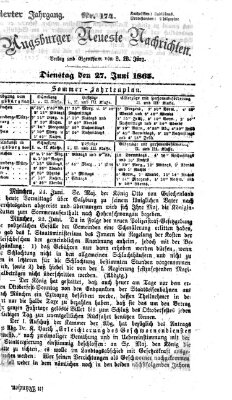 Augsburger neueste Nachrichten Dienstag 27. Juni 1865