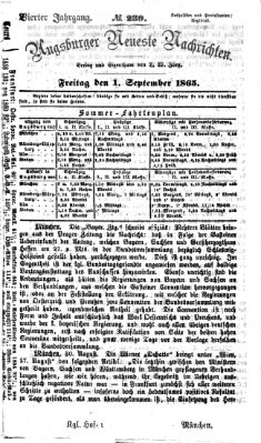 Augsburger neueste Nachrichten Freitag 1. September 1865