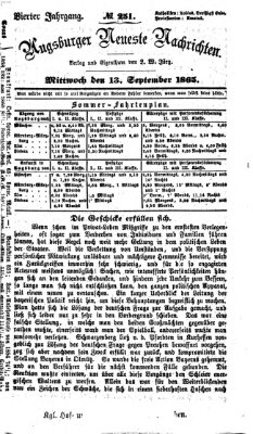 Augsburger neueste Nachrichten Mittwoch 13. September 1865