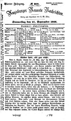Augsburger neueste Nachrichten Donnerstag 21. September 1865