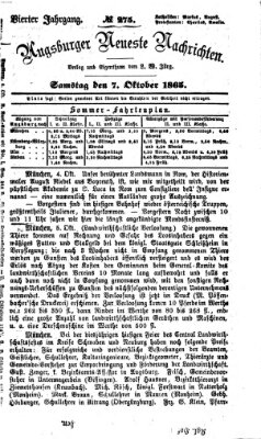 Augsburger neueste Nachrichten Samstag 7. Oktober 1865