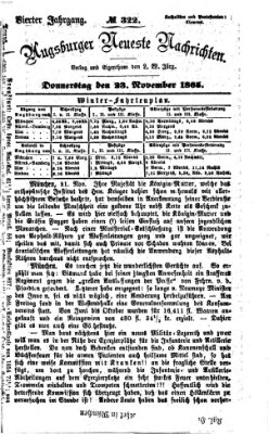 Augsburger neueste Nachrichten Donnerstag 23. November 1865