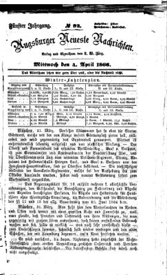Augsburger neueste Nachrichten Mittwoch 4. April 1866