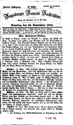 Augsburger neueste Nachrichten Samstag 22. September 1866
