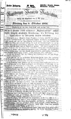 Augsburger neueste Nachrichten Dienstag 9. Oktober 1866