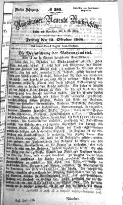 Augsburger neueste Nachrichten Freitag 12. Oktober 1866
