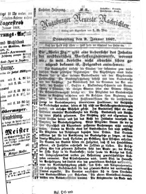 Augsburger neueste Nachrichten Donnerstag 3. Januar 1867