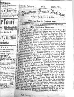 Augsburger neueste Nachrichten Samstag 5. Januar 1867